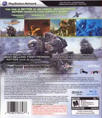 Call of Duty - Modern Warfare 2 (USA) (v1.14) (BLUS30377) (Disc) (Update) box cover back